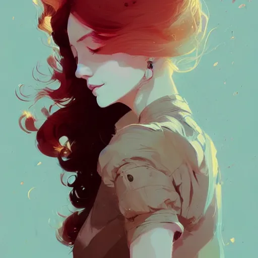 Prompt: beautiful artistic - wave highly detailed portrait female, long red hair, in a music festival, by atey ghailan, by greg rutkowski, by greg tocchini, by james gilleard, by joe fenton, by kaethe butcher, dynamic lighting, gradient light blue, brown, blonde cream and white color scheme, grunge aesthetic