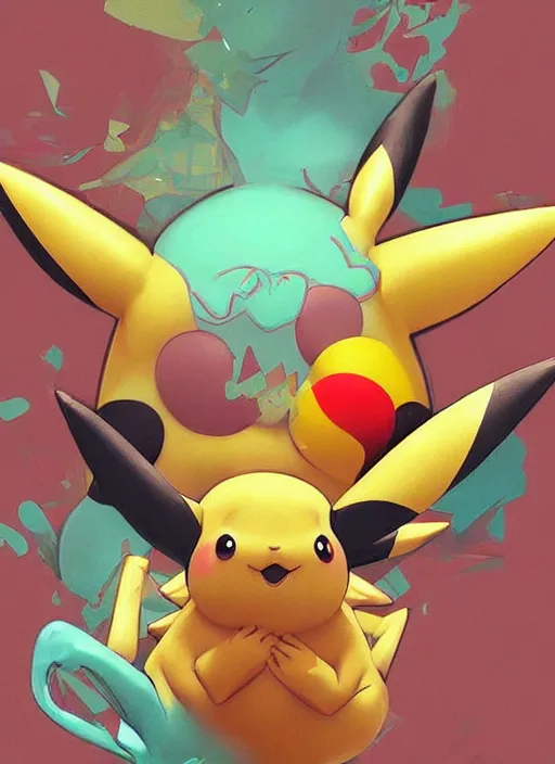 Image similar to colourful caricature - 3 d vfx art - of a pikachu, art style by james jean & hsiao - ron cheng, character concept art, unreal engine render, digital illustration, sharp, intricate detail, volumetric light, ray tracing, soft light, symmetric, pinterest, artstation, behance,