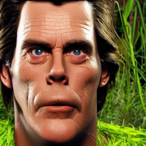 Image similar to hyperrealistic film still of ace ventura as the lawnmower man, stunning 3 d render, inspired by istvan sandorfi & greg rutkowski & unreal engine, perfect symmetry, dim volumetric cinematic lighting, 8 k octane comprehensive render, extremely hyper - detailed, incredibly lifelike attributes, intricate, real flesh texture, masterpiece, artstation, stunning,