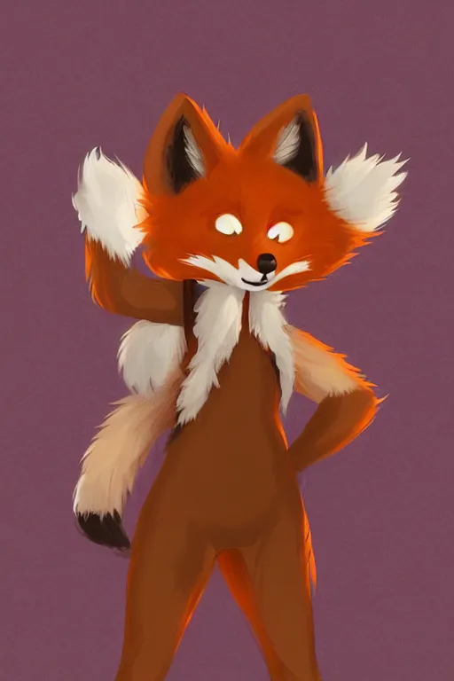 Image similar to an anthropomorphic fox fursona with a fluffy tail wearing a vest, backlighting, trending on artstation, digital art, furry art, trending on furaffinity, fantasy art, by kawacy, anime art