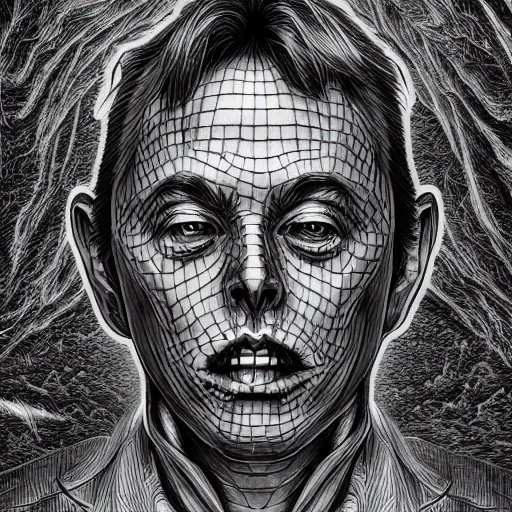 Prompt: elon musk scariest horror nightmare by junji ito, digital art, deepdream cosmic, 3 d high definition, trending on artstation, photorealistic, high resolution, 8 k, octane, hyper detailed, trending on deviantart insane details, intricate, elite, ornate, elegant trend, highly detailed and intricate, sharp focus, photography, unreal engine