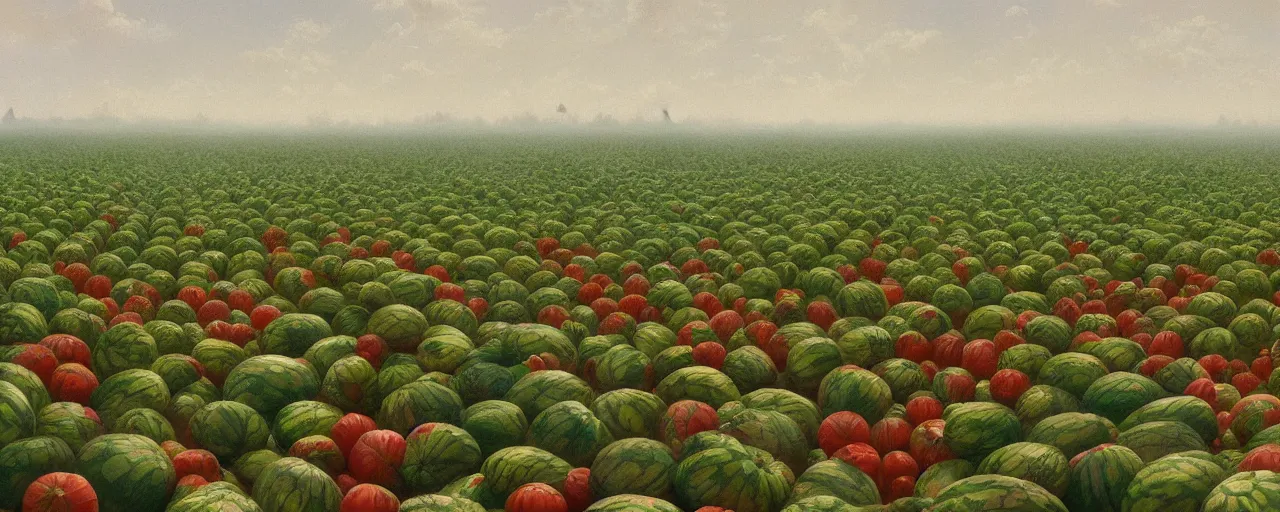 Prompt: field of watermelons, greg rutkowski