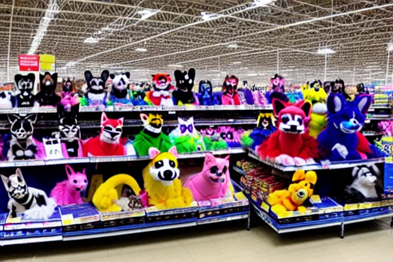 Image similar to photo of fursuits for sale at walmart on black friday