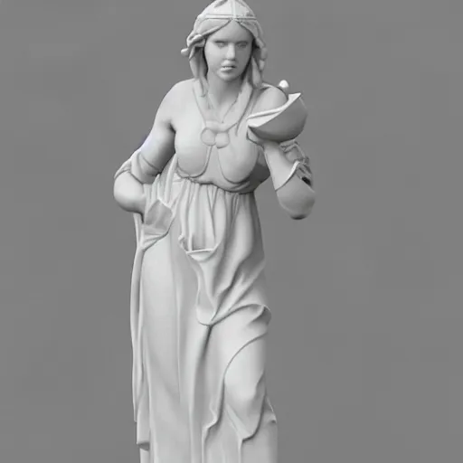 Image similar to a statue of a woman in a white dress, a marble sculpture by luca della robbia, featured on zbrush central, new sculpture, marble sculpture, made of plastic, ambient occlusion