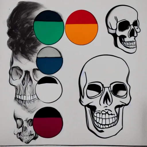 Image similar to color palette and a skull