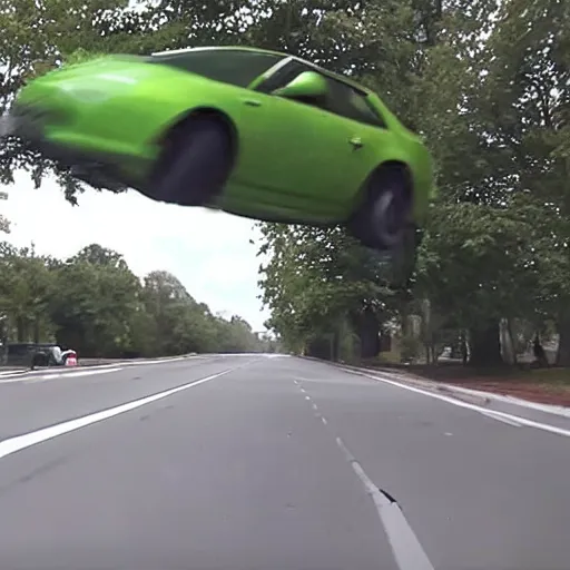 Image similar to dash cam footage of a car floating in the air