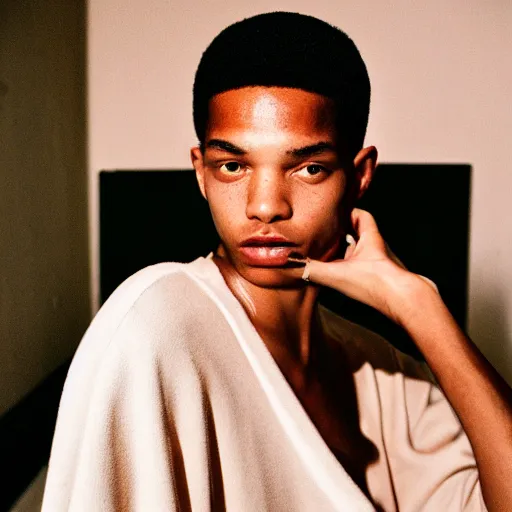 Image similar to realistic! photoshoot for a new balenciaga lookbook, color film photography, portrait of a beautiful woman, photo in style of tyler mitchell, 35mm