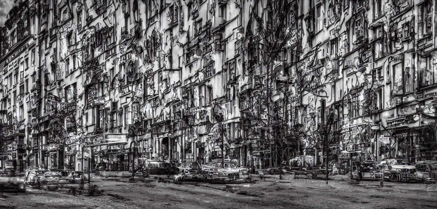 Image similar to kreuzberg streets, hyperrealistic, gritty, dark, urban photography, photorealistic, high details