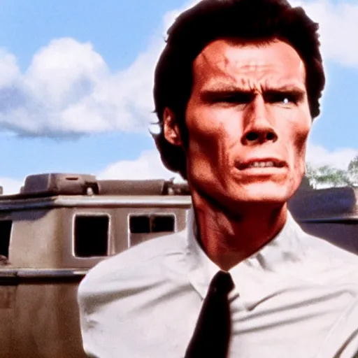 Image similar to Live Action Still of Jerma985 in Dirty Harry, real life, hyperrealistic, ultra realistic, realistic, highly detailed, epic, HD quality, 8k resolution, body and headshot, film still