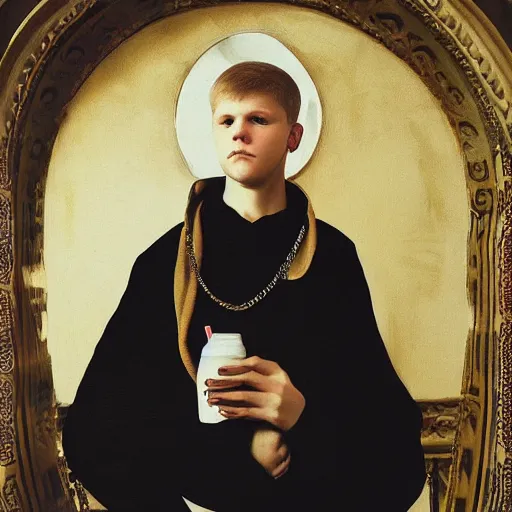 Image similar to portrait of yung lean renaissance style painting