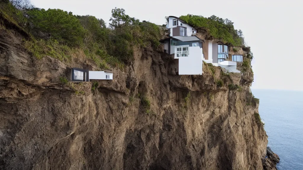 Image similar to house built on the side of a cliff, award winning photo