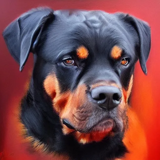 Prompt: buff rottweiler, oil painting, artgerm, portrait, highly detailed, artstation