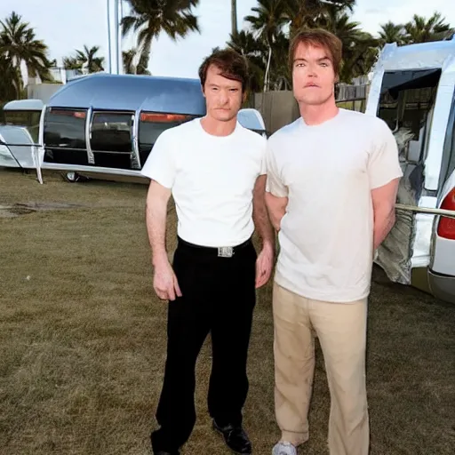 Prompt: walter white and dexter morgan hanging out together