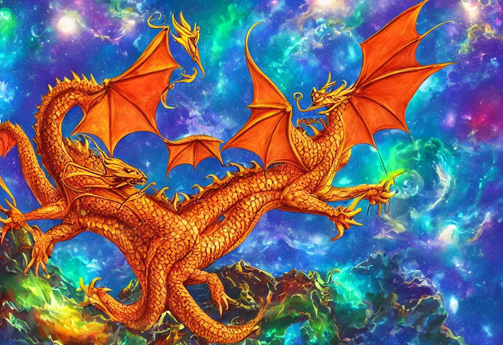 Image similar to Dragon at space with realistic and colourful testure