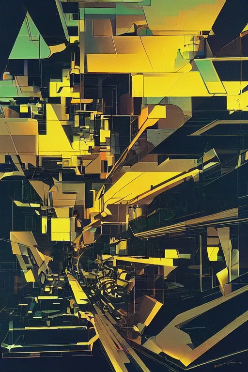 Image similar to wideangle action, a skull lost in tensor fields, decoherence, synthwave, glitch!!, fracture, realistic, hyperdetailed, concept art, golden hour, art by syd mead, cubism