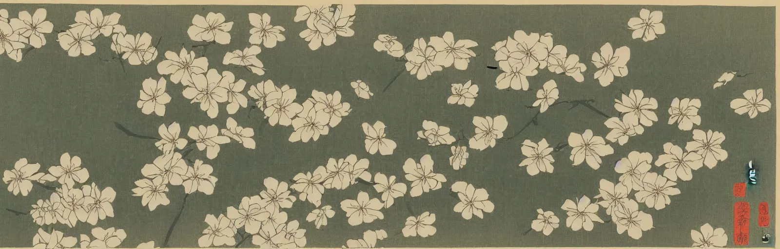 Prompt: japanese woodblock of flowers, by ohara koson