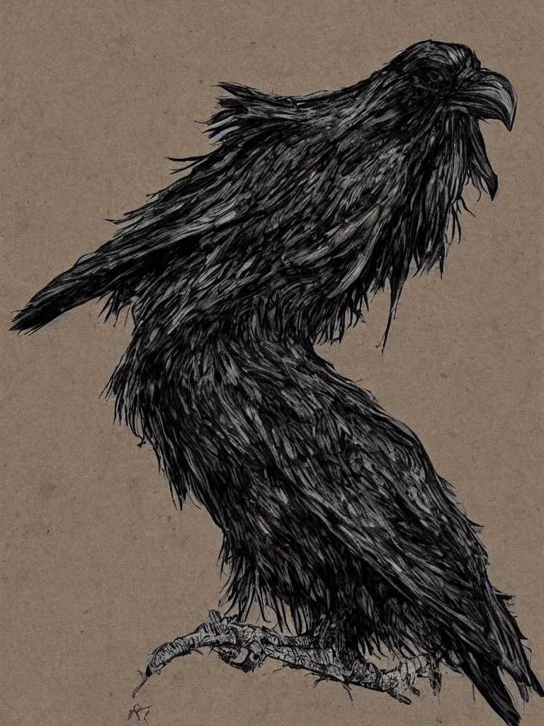 Prompt: King Raven has no time for AI artwork. 'it's not art!', the Royal Raven says angrily.