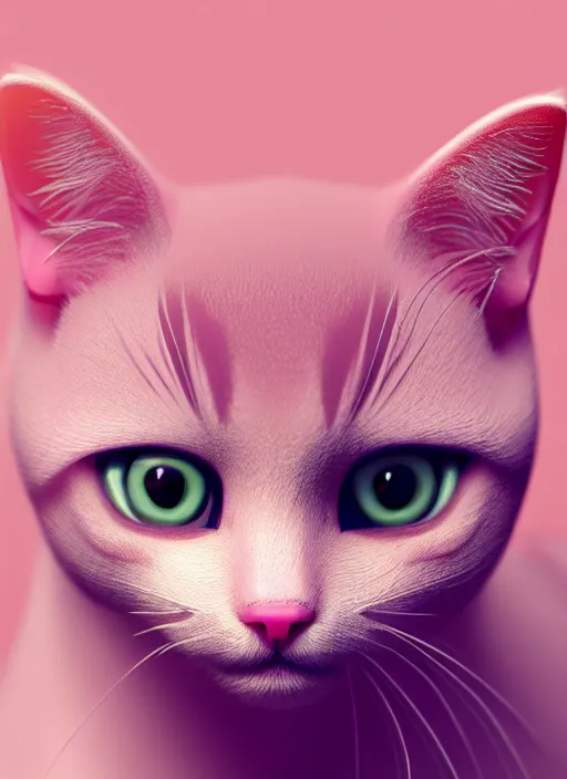 Prompt: cute pink cat photo , 4k, high details, trending on Artstation ,