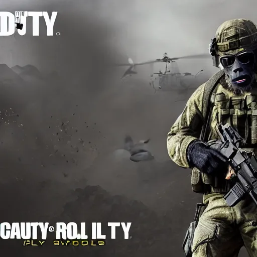 Image similar to monkey navy seals, call of duty, fully armed, 4 k, photorealistic, detailed