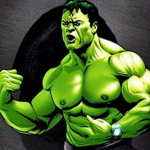 Prompt: the rock as the hulk