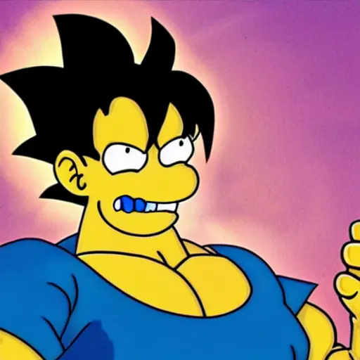 Image similar to goku merged with homer simpson