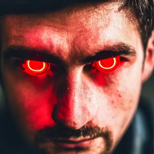 Image similar to a man with red glowing eyes