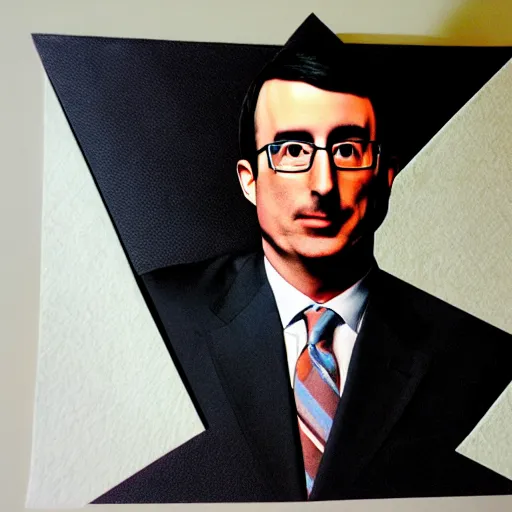 Image similar to john oliver!! portrait, in the style of origami