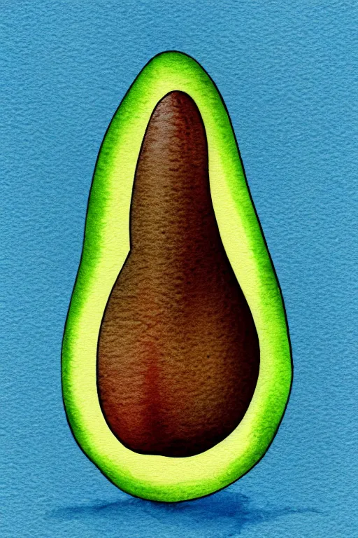 Image similar to minimalist watercolor art of an avocado, illustration, vector art