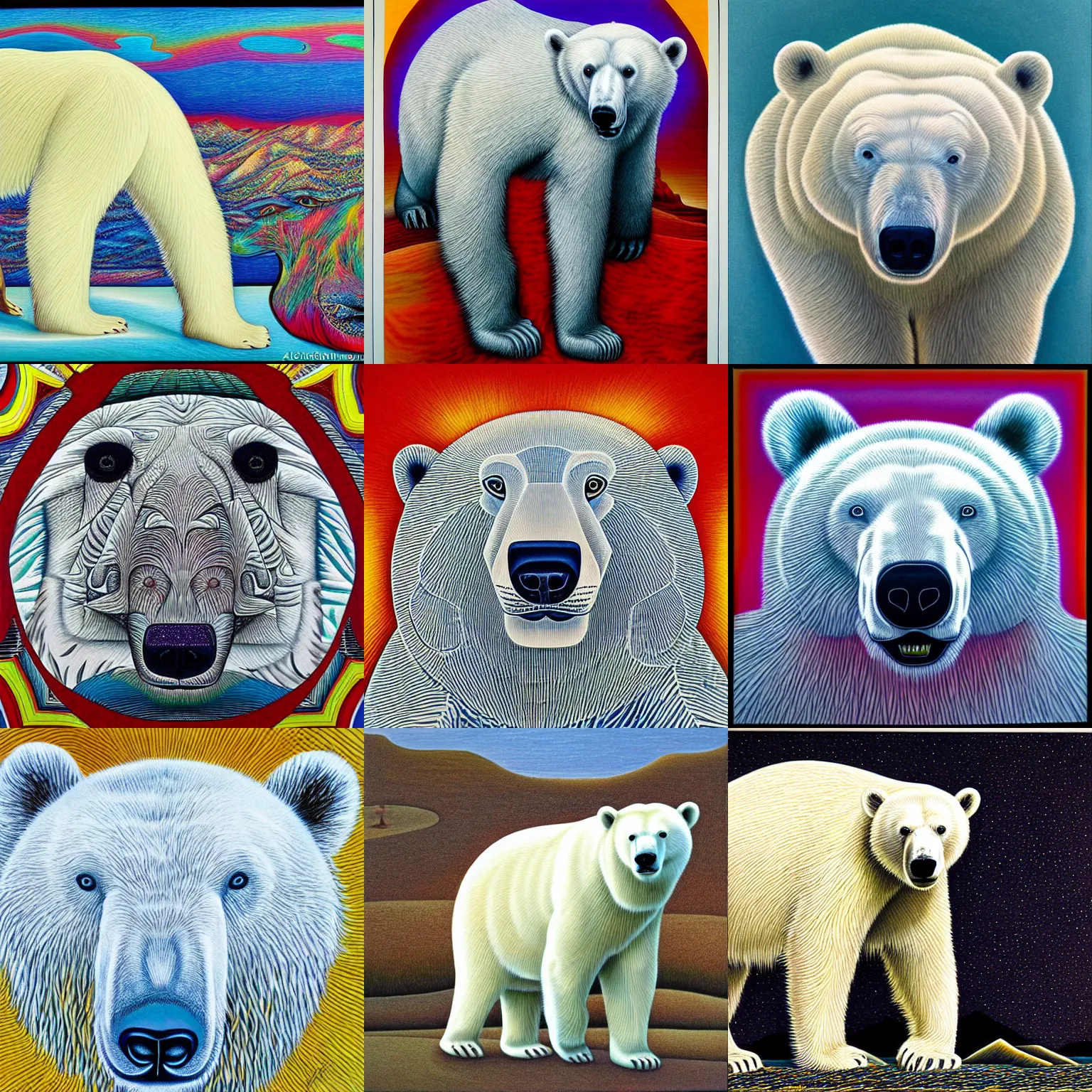 Prompt: a polar bear by alex grey