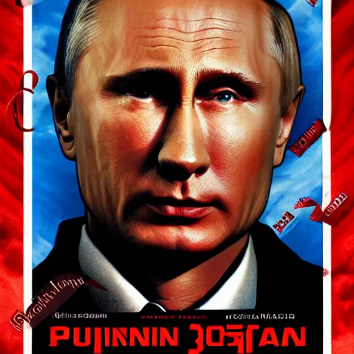 Image similar to putin is a monster, movie poster in the style of drew struzan