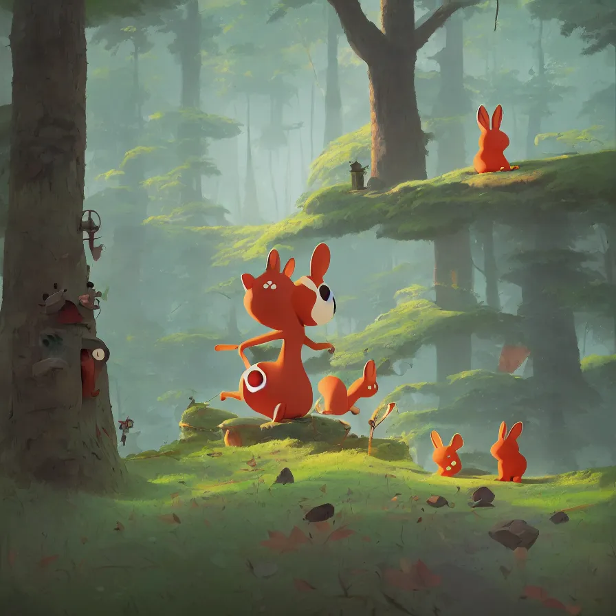 Prompt: Goro Fujita illustrating Image where you can see half forest half rabbit hole, art by Goro Fujita, sharp focus, highly detailed, ArtStation