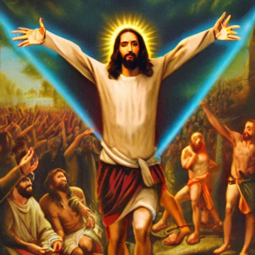 Image similar to jesus on a rave