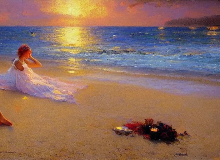 Prompt: beach light by alexander averin and delphin enjolras