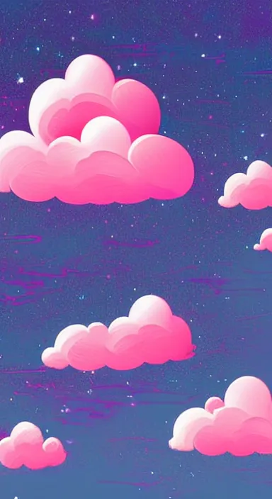 Image similar to pink clouds, under blue clouds, in space, background artwork, digital art, award winning, pixel art