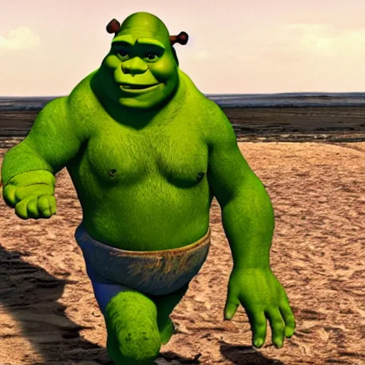 Prompt: Shrek in the Normandy landing