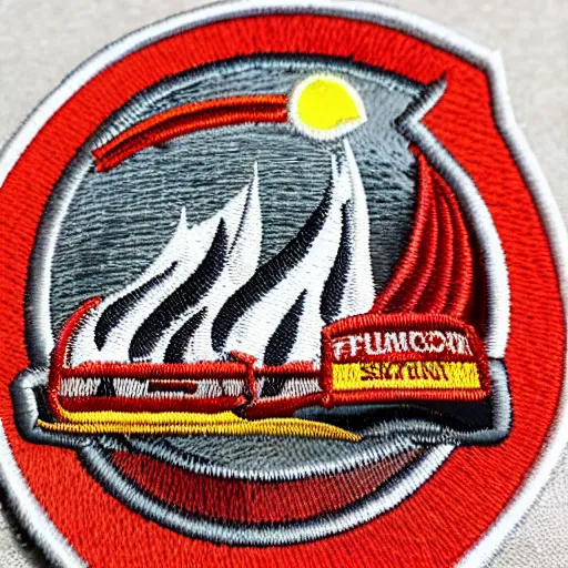 Image similar to fire station flame embroidered patch retro design