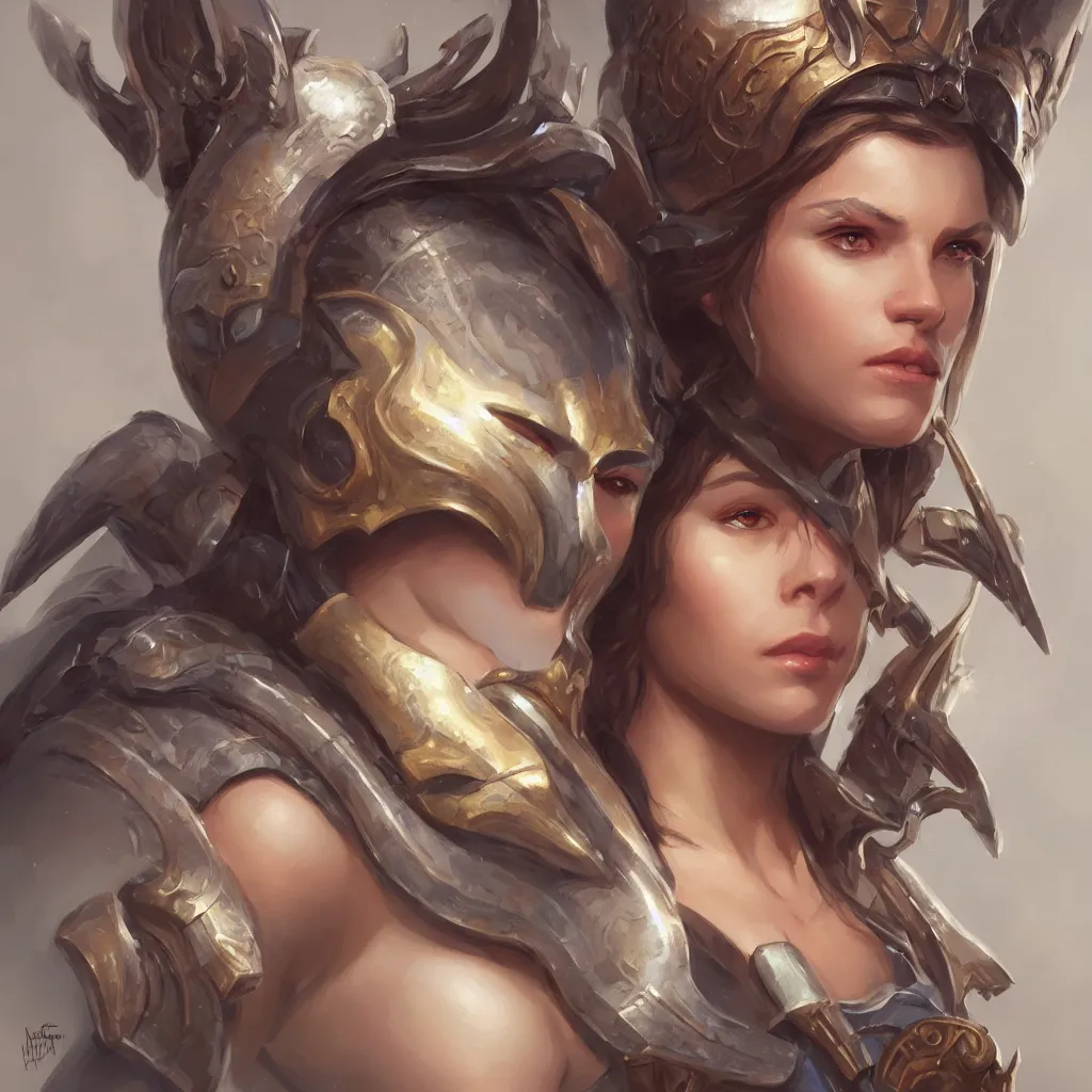 Image similar to athena, d & d, fantasy, portrait, highly detailed, headshot, digital painting, trending on artstation, concept art, sharp focus, illustration, art by artgerm and greg rutkowski and magali villeneuve