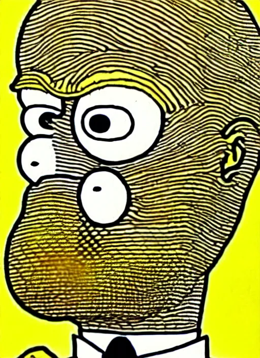 Image similar to junji ito style homer simpson, intricate, highly detailed, illustration, art by junji ito, junji ito