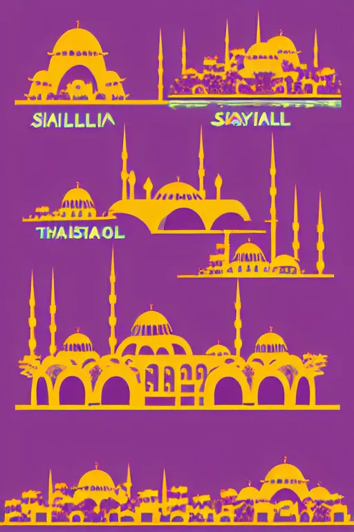 Image similar to minimalist boho style art of colorful istanbul skyline, illustration, vector art