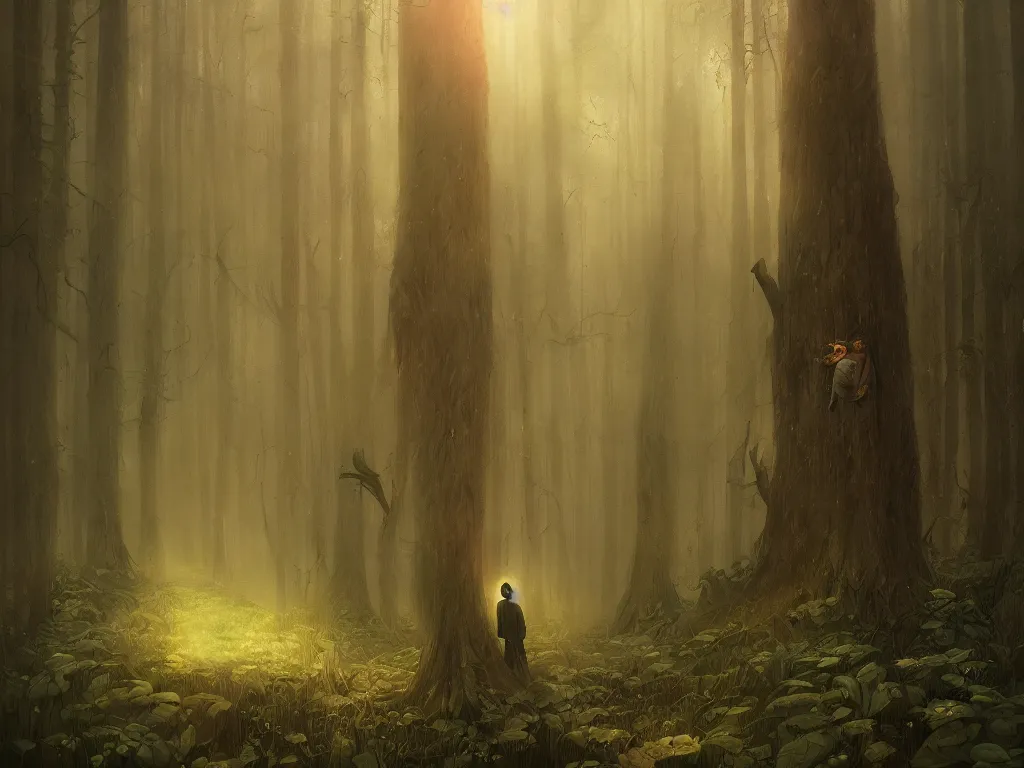 Prompt: this story has to be told in soulful pictures, forest, rays of life, cinematic, fantasy art, moody light, trending on artstation, by esao andrews, by naoto hatori, by tyler jacobson