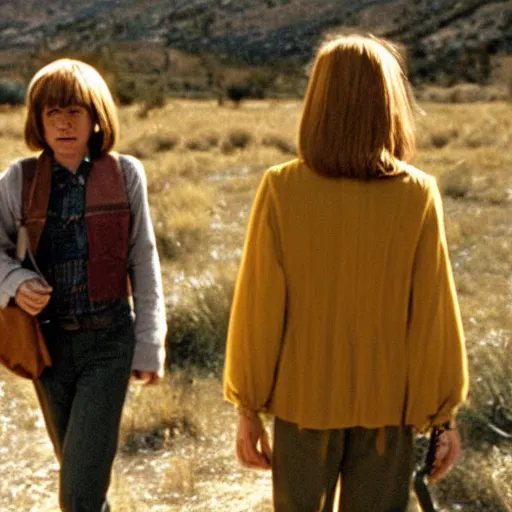 Image similar to photo, emma watson, wyoming, film still from no country for old men ( 2 0 0 7 ), kodak ektachrome 1 2 0, 2 6 mm,