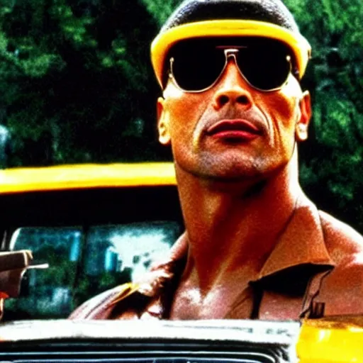 Prompt: Dwayne Johnson as taxi driver