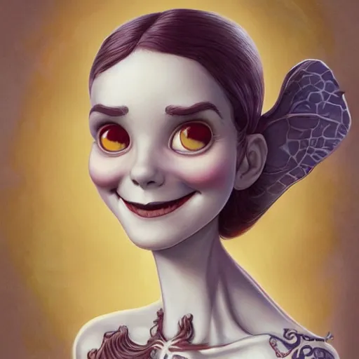 Prompt: Lofi smiling portrait, Pixar style by Joe Fenton and Stanley Artgerm and Tom Bagshaw and Tim Burton