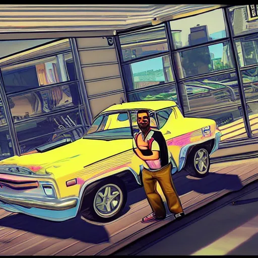 Image similar to cartoon gta V style, car