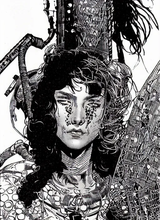 Image similar to a portrait of a pretty sewer punk young lady by barry windsor smith