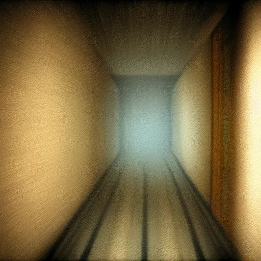 Image similar to a monster chasing you in the backrooms, horror, creepy, motion blur