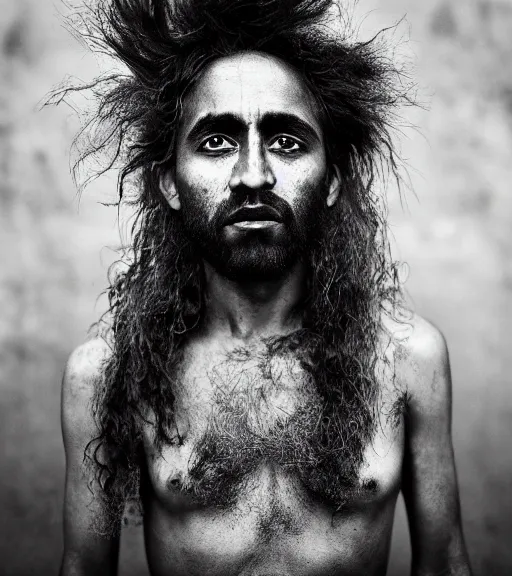 Prompt: Award winning photo of Mauri Natives with incredible hair and hyper-detailed eyes wearing traditional garb by Lee Jeffries, 85mm ND 5, perfect lighting, gelatin silver process