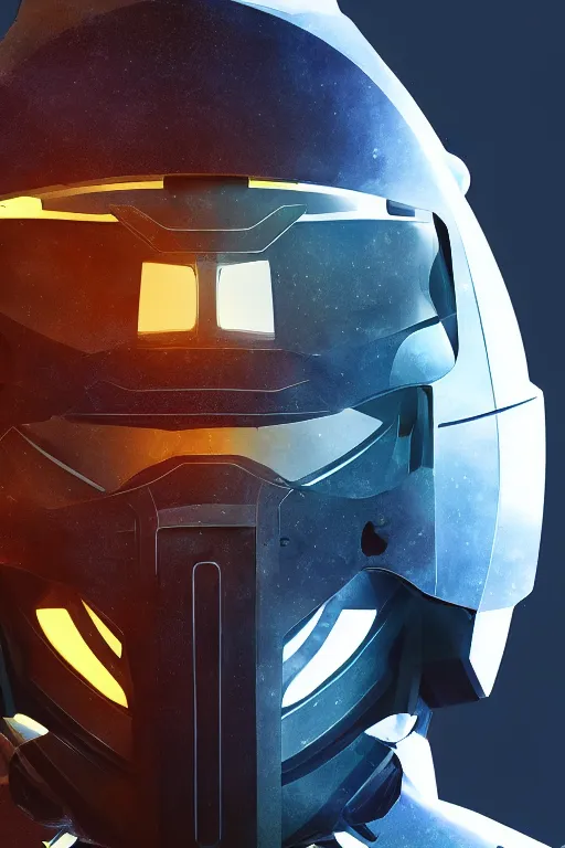 Image similar to robot ninja mask helmet halo master chief radiating a glowing aura global illumination ray tracing hdr fanart arstation by ian pesty and katarzyna da „ bek - chmiel