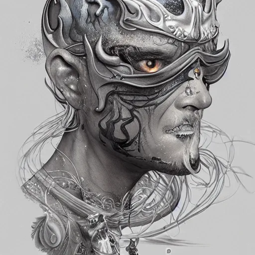 Image similar to an Artstation 3d render of Very very very very highly detailed beautiful mystic portrait of a phantom king with galaxy, tattoos by Anton Pieck, intricate, extremely detailed, digital painting, artstation, concept art, smooth, sharp focus, illustration, intimidating lighting, incredible art,