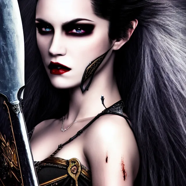 Image similar to photo of a beautiful! vampire warrior queen highly detailed 8 k hdr smooth sharp focus high resolution award - winning photo